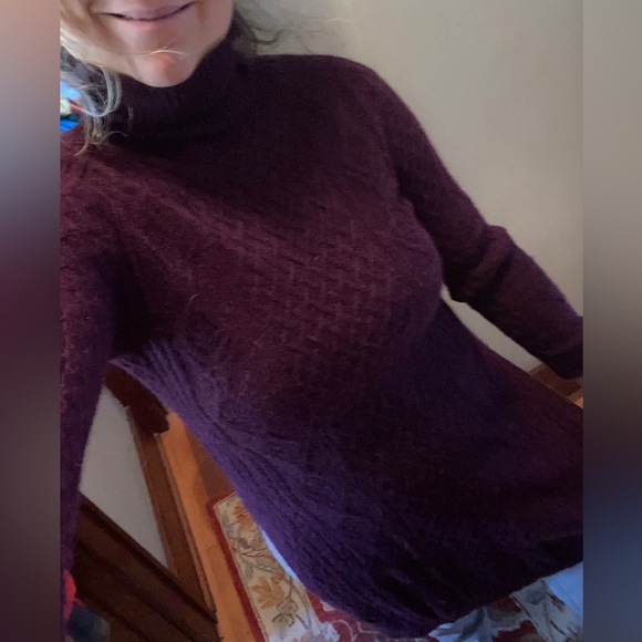 Peruvian Connection Royal Alpaca Tunic Sweater dress burgundy Merlot NEW S - Picture 5 of 15